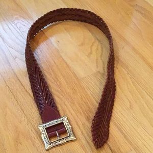 Brown leather braided belt